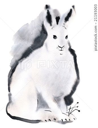 Watercolor illustration of white rabbit Watercolor illustration of white rabbit 21193003