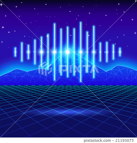 Retro gaming neon background with shiny music wave Retro gaming neon background with shiny music wave 21193073