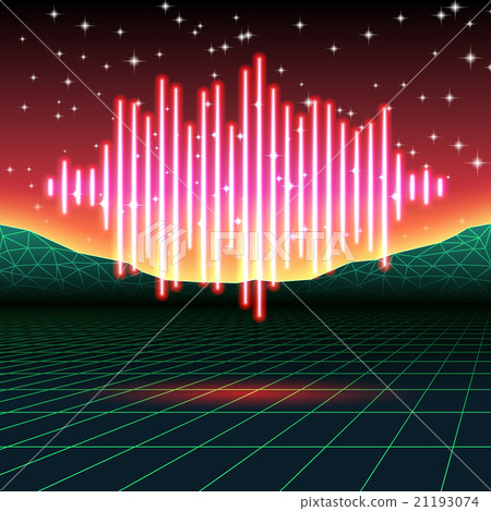 Retro gaming neon background with shiny music wave Retro gaming neon background with shiny music wave 21193074