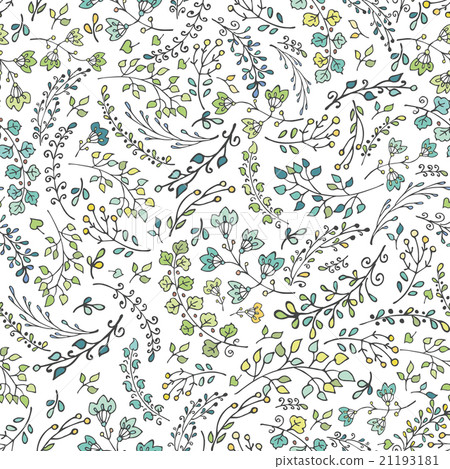 Doodles hand drawn branches seamless pattern - Stock Illustration ...