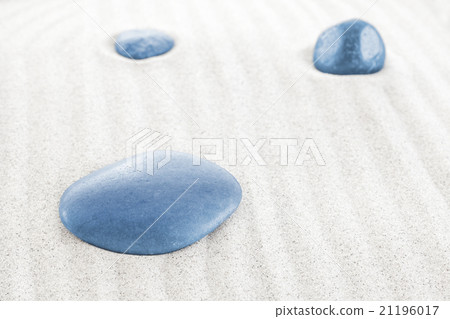 Three blue stones on white sand Three blue stones on white sand 21196017