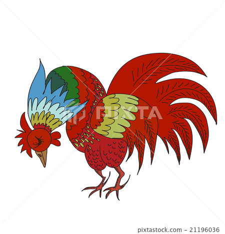 Hand drawn vector background with rooster. Hand drawn vector background with rooster. 21196036