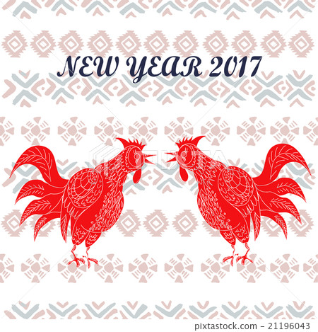 Hand drawn vector illustration of roosters 21196043