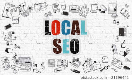 Local SEO Concept with Doodle Design Icons. Local SEO Concept with Doodle Design Icons. 21196441