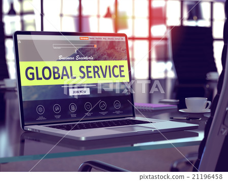 Global Service Concept on Laptop Screen. 21196458