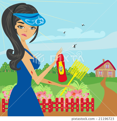 mosquito bites girl in the garden 21196723