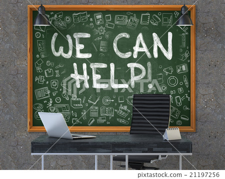 We Can Help - Hand Drawn on Green Chalkboard. 21197256