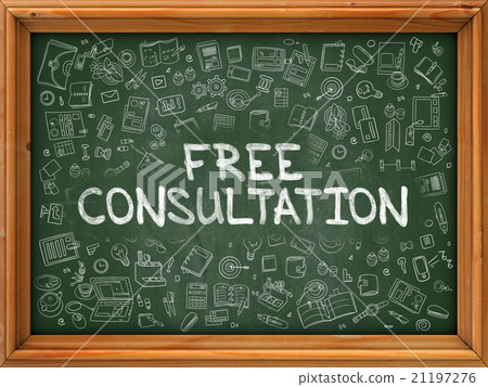 Green Chalkboard with Hand Drawn Free Consultation 21197276