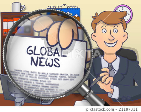 Global News through Magnifier. Doodle Design. Global News through Magnifier. Doodle Design. 21197311