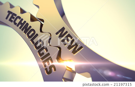 Golden Metallic Cogwheels with New Technologies Golden Metallic Cogwheels with New Technologies 21197315