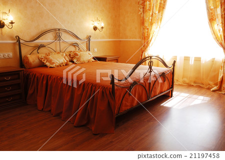 sunny romantic bedroom designed in orange pastel 21197458