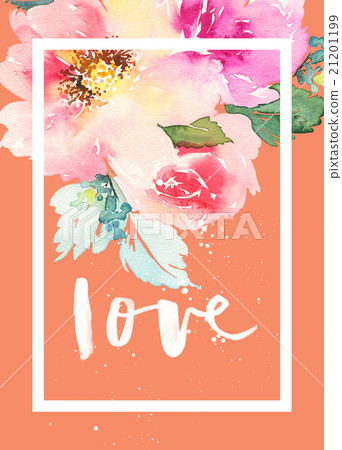 Greeting Card with Blooming Flowers Greeting Card with Blooming Flowers 21201199