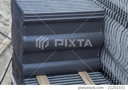stack of concrete roof tile (gray color)  21202331