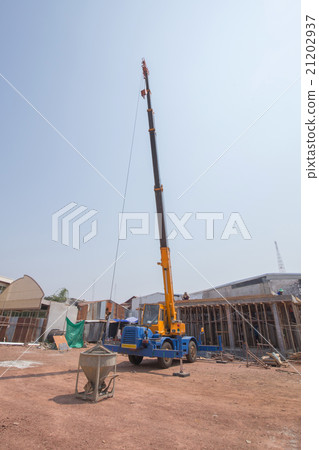 Crane lifting concrete mixer container 21202937