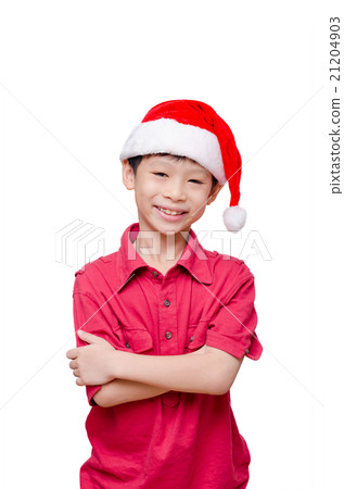 child in red T-shirt and hat over white background child in red T-shirt and hat over white background 21204903
