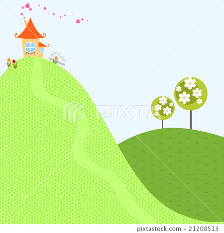 Home Tree Spring Background Sky House Hill Garden 21208513