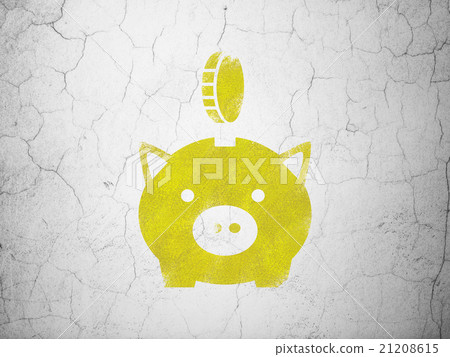 Currency concept: Money Box With Coin on wall Currency concept: Money Box With Coin on wall 21208615