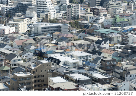 東京城市景觀密集地俯瞰Nerima-ku Itabashi-ku住宅區公寓和獨立式住宅 21208737