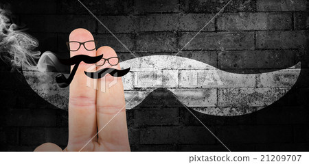 Composite image of fingers with mustache 21209707