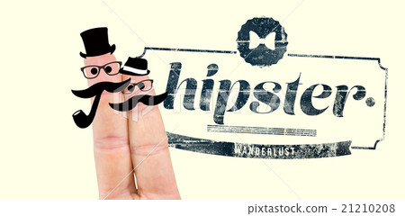 Composite image of two fingers with mustache 21210208