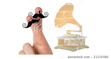 Composite image of fingers with mustache 21210366
