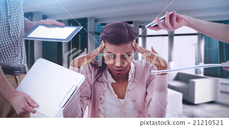 Composite image of businesswoman stressed out at work 21210521