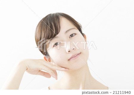 女性秀麗圖像光禿的皮膚白色後面照相機神色線拷貝空間 21211940