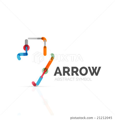 Linear arrow abstract logo, connected multicolored Linear arrow abstract logo, connected multicolored 21212045