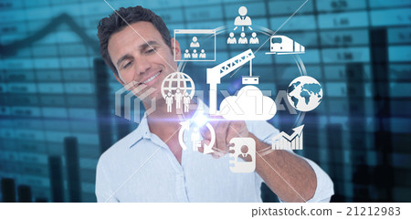 Composite image of man pointing at something on white background Composite image of man pointing at something on white background 21212983