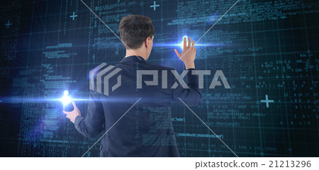 Composite image of wear view of businessman showing his hand 21213296
