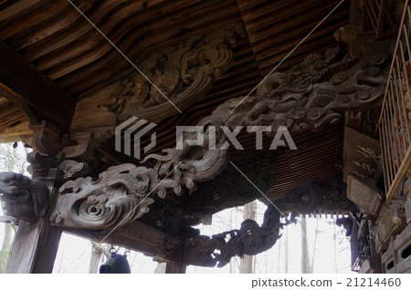 信州Su訪Kubune神社的文化財產蝦蝦彩虹雕塑Yoshio Omegami的傑作Shihinomiya Shoji的作品 21214460