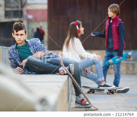 Jealous teen and his friends after conflict Jealous teen and his friends after conflict 21214764
