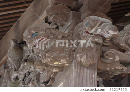 Shinshu Shiojiri Ikuhiko (Noi Hiko) Shrine Shrine Shinto shrine Konno lion and Tatsukawa Flower's masterpiece Two Tachikawa Tomoshi sculpture group is brilliant 21217553