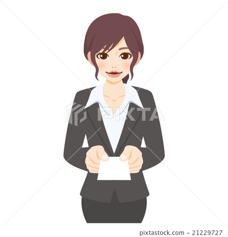 年輕女性的西裝名片交換（肖像） 21229727