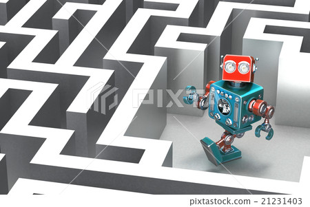 Robot in a maze. Technology concept. Robot in a maze. Technology concept. 21231403