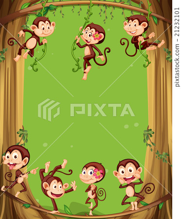 Border design with monkeys on the tree 21232101