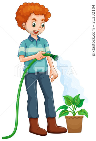 Man watering the plant Man watering the plant 21232104