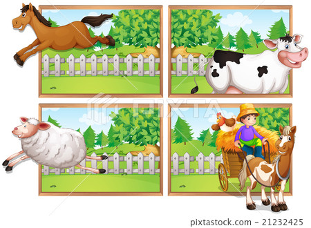 Farm animals and farmer on wagon 21232425