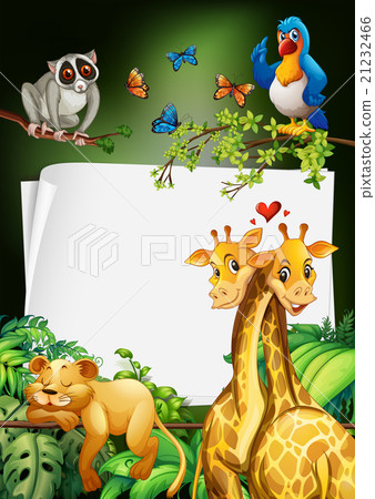 Paper design with wild animals background - Stock Illustration ...