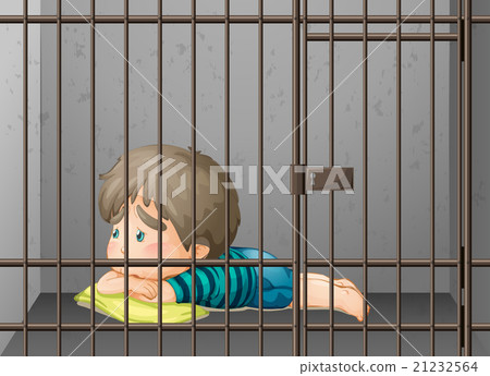 Little boy being locked up in the cell 21232564