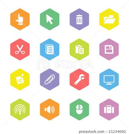 colorful flat computer and technology icon set colorful flat computer and technology icon set 21234092
