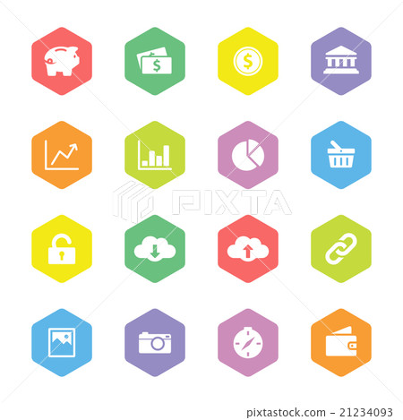 colorful flat finance and technology icon set colorful flat finance and technology icon set 21234093