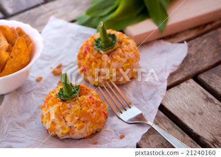 Salad with corn and crab sticks, chips and Salad with corn and crab sticks, chips and 21240160