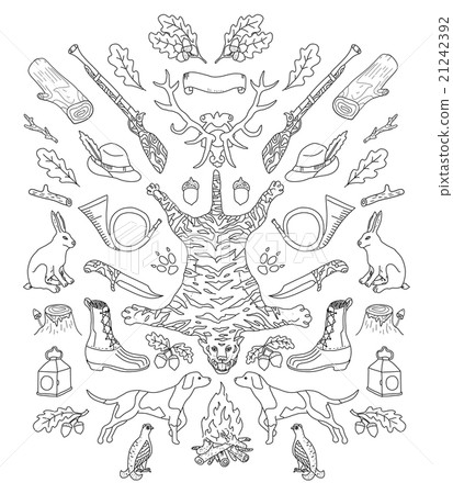 Hunting. Doodle. Vintage decor elements. Hunting. Doodle. Vintage decor elements. 21242392