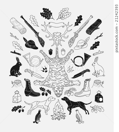 Hunting. Doodle. Vintage decor elements. Hunting. Doodle. Vintage decor elements. 21242393