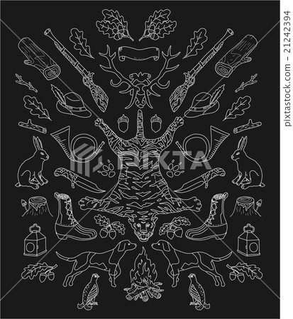 Hunting. Doodle. Vintage decor elements. Hunting. Doodle. Vintage decor elements. 21242394