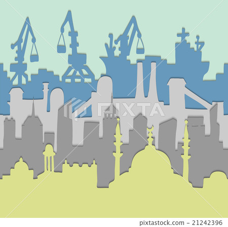 Skylines seamless pattern. Town. Paper cut. Vector Skylines seamless pattern. Town. Paper cut. Vector 21242396