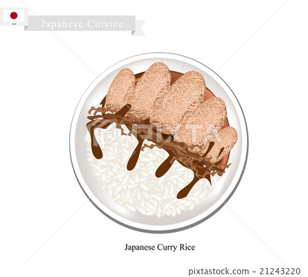 Japanese Curry and Tonkatsu with Steamed Rice Japanese Curry and Tonkatsu with Steamed Rice 21243220