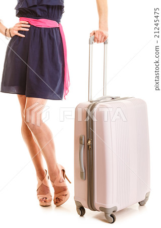 Travel and vacation. Woman with suitcase luggage bag. 21245475