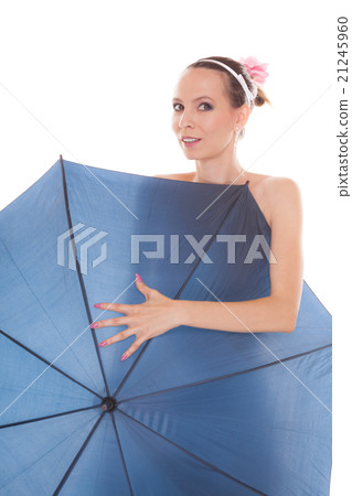 Pretty attractive bride woman holding umbrella 21245960